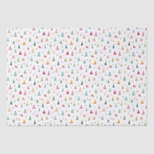 Kleurrijke Waterverf kerstbomen vakantie Tissuepapier (Voorkant)