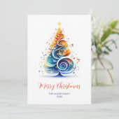 Kleurrijke Waterverf Kerstboom Feestdagenkaart (Staand voorkant)