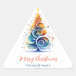 Kleurrijke Waterverf Kerstboom Sticker