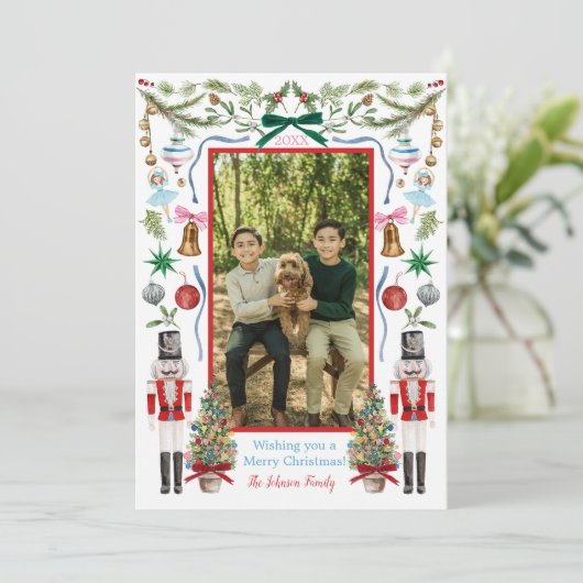 Kleurrijke Waterverf kerstdecoratie Kaart (Staand voorkant)