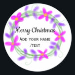 Kleurrijke waterverf Kerstkrans garland add n Ronde Sticker<br><div class="desc">Ontwerp</div>