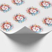 Kleurrijke Waterverf Kerstkrans Monogram Cadeaupapier (Hoek)