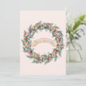 Kleurrijke Waterverf Kerstkrans Vakantie Kaart (Staand voorkant)
