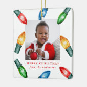 Kleurrijke Waterverf kerstverlichting 2 Foto Keramisch Ornament (Links)