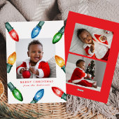 Kleurrijke Waterverf kerstverlichting 3 Foto Feestdagenkaart