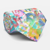 Kleurrijke Waterverf Kind handafdrukken ongewoon S Stropdas (Opgerold)