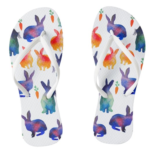 Kleurrijke Waterverf Konijnen Pasen Teenslippers (Voetbed)