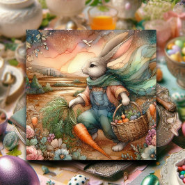 Kleurrijke Waterverf Konijnenwortel Oogst Pasen Feestdagenkaart