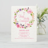 Kleurrijke Waterverf krans Religieuze Uitnodiging (Staand voorkant)