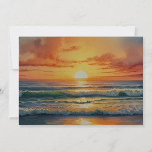 Kleurrijke waterverf kunst van zonsondergang zonso feestdagenkaart