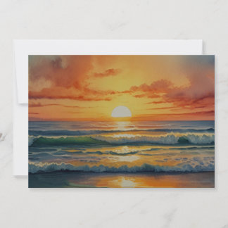 Kleurrijke waterverf kunst van zonsondergang zonso feestdagenkaart