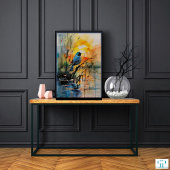 Kleurrijke Waterverf Landscape Lake and Bird Kaart