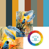 Kleurrijke Waterverf Landscape Lake and Bird Poster