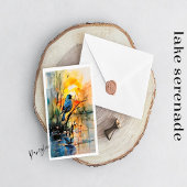 Kleurrijke Waterverf Landscape Lake and Bird Poster