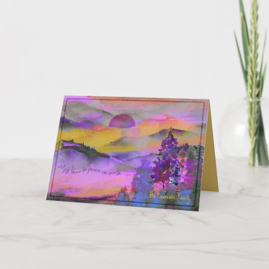 Kleurrijke waterverf landschap Vakantie Kaart (Voorkant)