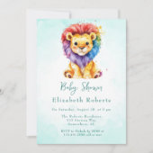 Kleurrijke Waterverf Leeuw Elk Geslacht Baby showe Kaart (Voorkant)