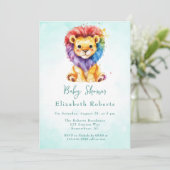 Kleurrijke Waterverf Leeuw Elk Geslacht Baby showe Kaart (Staand voorkant)