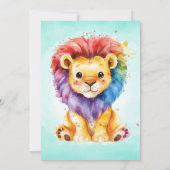 Kleurrijke Waterverf Leeuw Elk Geslacht Baby showe Kaart (Achterkant)