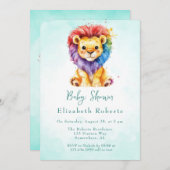 Kleurrijke Waterverf Leeuw Elk Geslacht Baby showe Kaart (Voorkant / Achterkant)