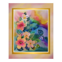 Kleurrijke waterverf lente tak met bloemen 