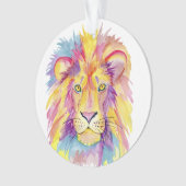 Kleurrijke Waterverf Lion Ornament (voorkant)