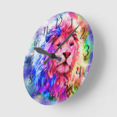 Kleurrijke Waterverf - Lion  Ronde Klok (Hoek)