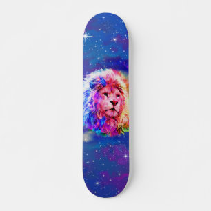 Kleurrijke Waterverf Lion Space Persoonlijk Skateboard