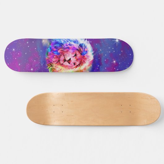 Kleurrijke Waterverf Lion Space Persoonlijk Skateboard (Horizontaal)