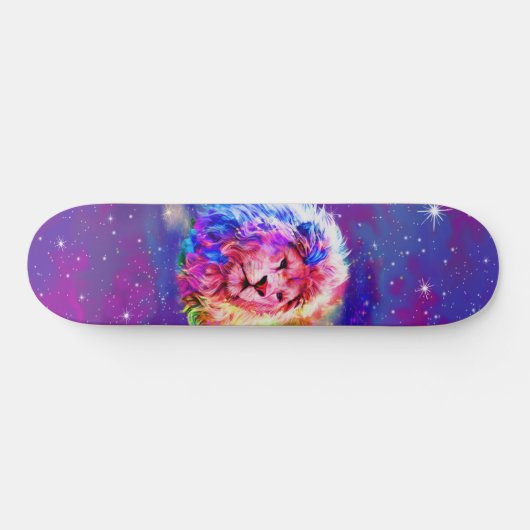 Kleurrijke Waterverf Lion Space Persoonlijk Skateboard (Horizontaal)