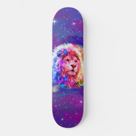 Kleurrijke Waterverf Lion Space Persoonlijk Skateboard