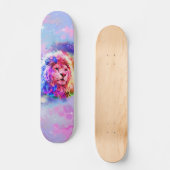 Kleurrijke Waterverf Lion Space Persoonlijk Skateboard (Voorkant)