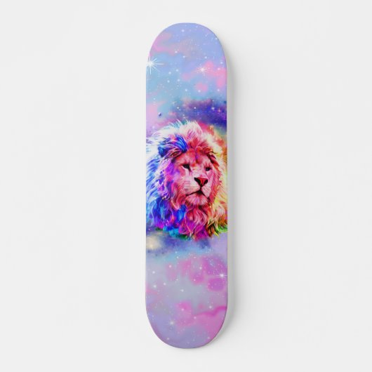 Kleurrijke Waterverf Lion Space Persoonlijk Skateboard (Voorkant)