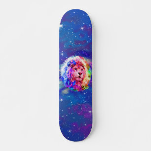 Kleurrijke Waterverf Lion Space Persoonlijk Skateboard