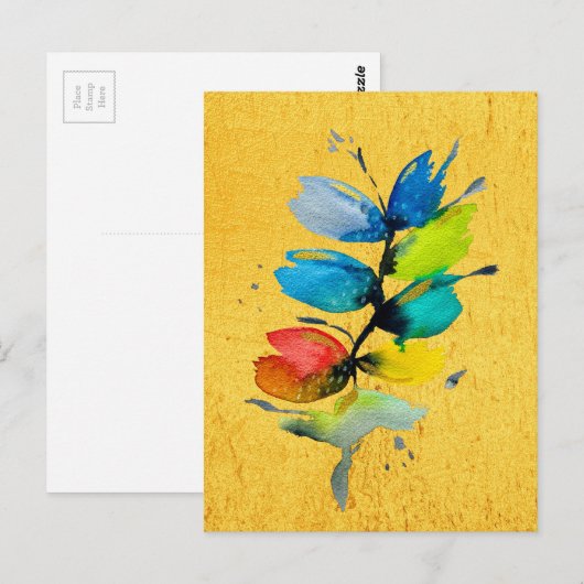 Kleurrijke waterverf los abstracte florale oplossi briefkaart (Voorkant / Achterkant)