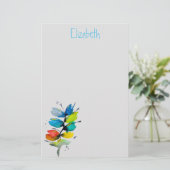 Kleurrijke waterverf los abstracte florale oplossi briefpapier (Staand voorkant)