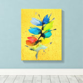 Kleurrijke waterverf los abstracte florale oplossi canvas afdruk (Insitu (Houten vloer))