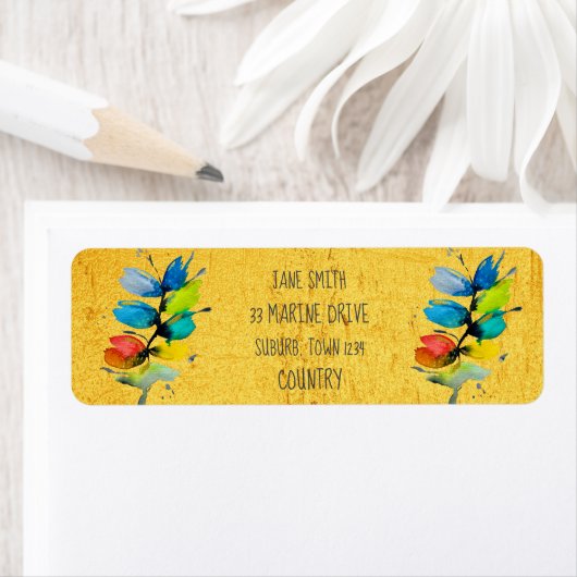 Kleurrijke waterverf los abstracte florale oplossi etiket (Insitu)