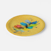 Kleurrijke waterverf los abstracte florale oplossi papieren bordje (Gekanteld)