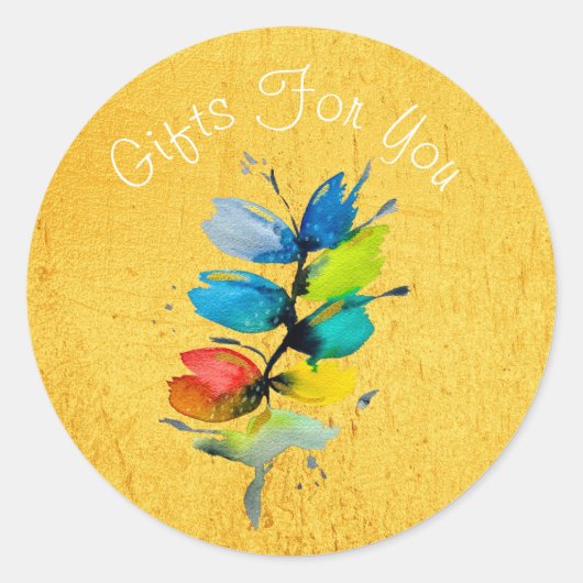 Kleurrijke waterverf los abstracte florale oplossi ronde sticker (Voorkant)