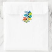 Kleurrijke waterverf los abstracte florale oplossi ronde sticker (Tas)