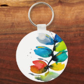 Kleurrijke waterverf los abstracte florale oplossi sleutelhanger (Voorkant)