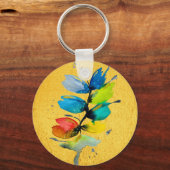 Kleurrijke waterverf los abstracte florale oplossi sleutelhanger (Voorkant)