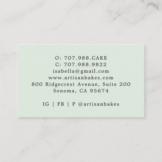 Kleurrijke Waterverf Macaron Baker Pastry Chef Min Visitekaartje (Achterkant)