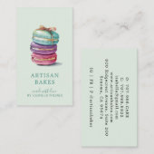 Kleurrijke Waterverf Macaron Baker Pastry Chef Min Visitekaartje (Voorkant / Achterkant)