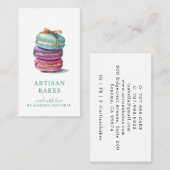 Kleurrijke Waterverf Macaron Baker Pastry Chef Visitekaartje (Voorkant / Achterkant)