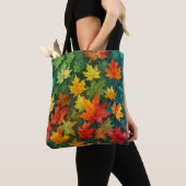 Kleurrijke Waterverf Maple verlaat Canvas tas (Dichtbij)