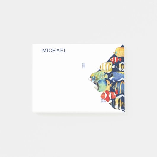 Kleurrijke Waterverf Mariene Vis Gepersonaliseerde Post-it® Notes (Voorkant)