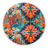 Kleurrijke Waterverf Marokkaanse Tegel Patroon Keramische Knop (Voorkant)