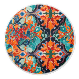 Kleurrijke Waterverf Marokkaanse Tegel Patroon Keramische Knop