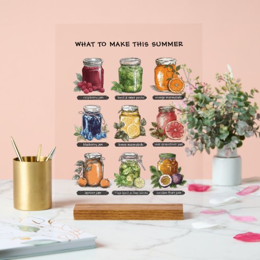 Kleurrijke Waterverf Mason Jar Summer Food Art Acryl Bord (Huwelijk)